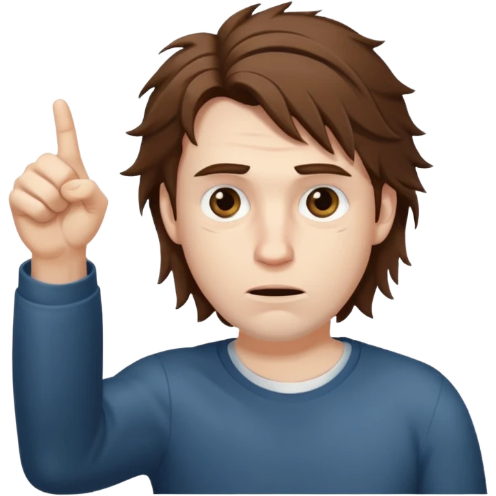 Weak man with disheveled hair pointing to his right emoji