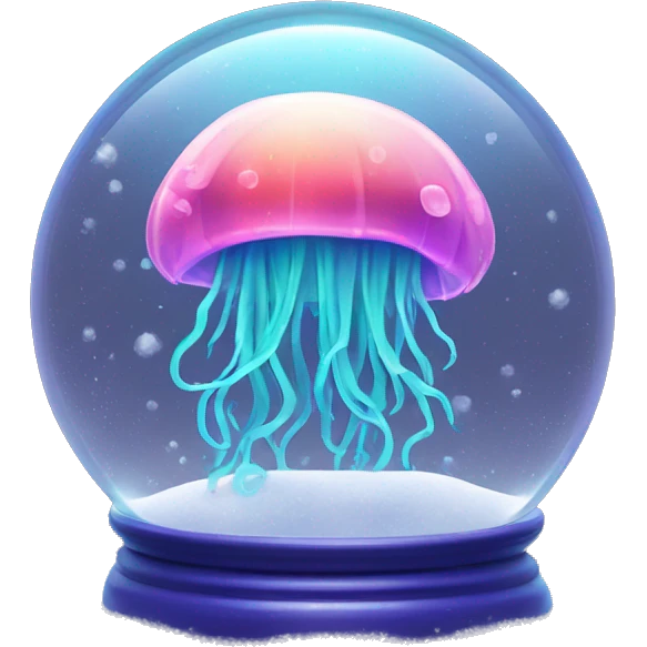 Kawaii neon jellyfish in an under the sea snow globe  emoji