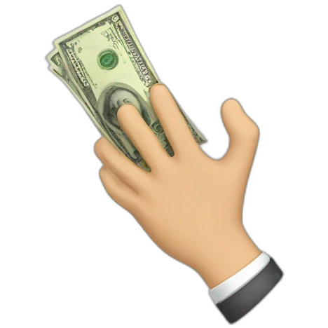 un apreton de manos con billetes entre ambas manos emoji