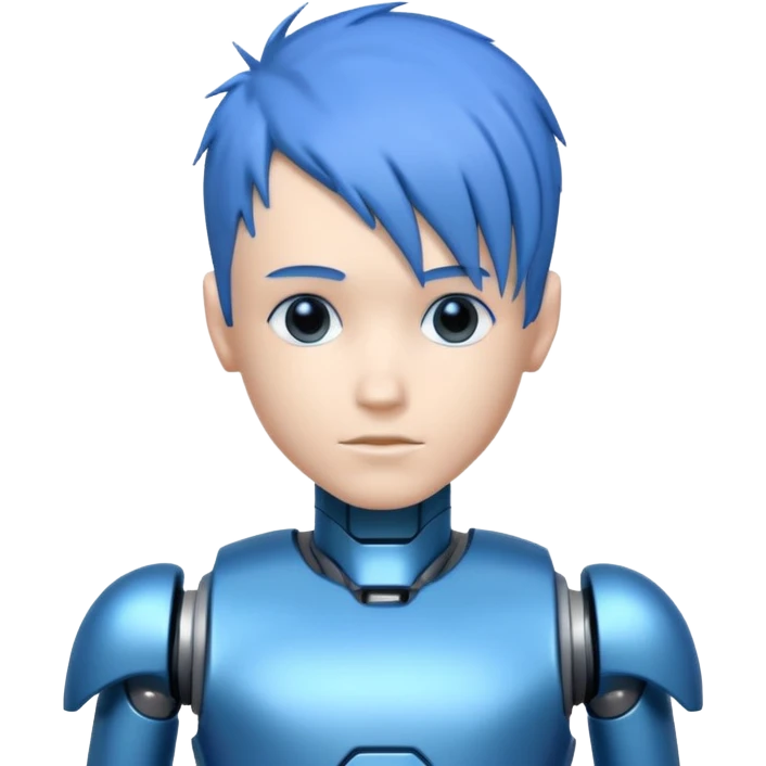A robot boy with blue hair emoji