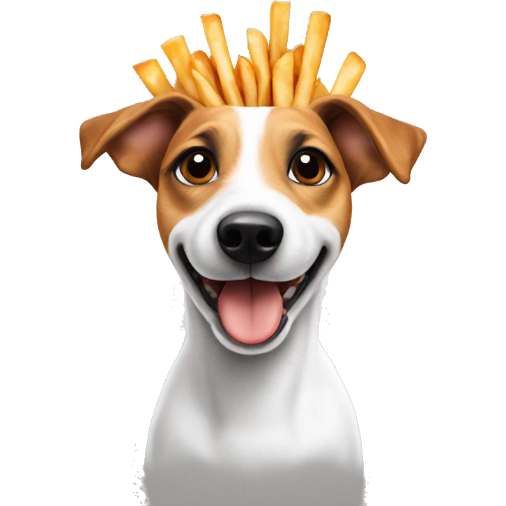 White Jack Russell Terrier eating fries emoji