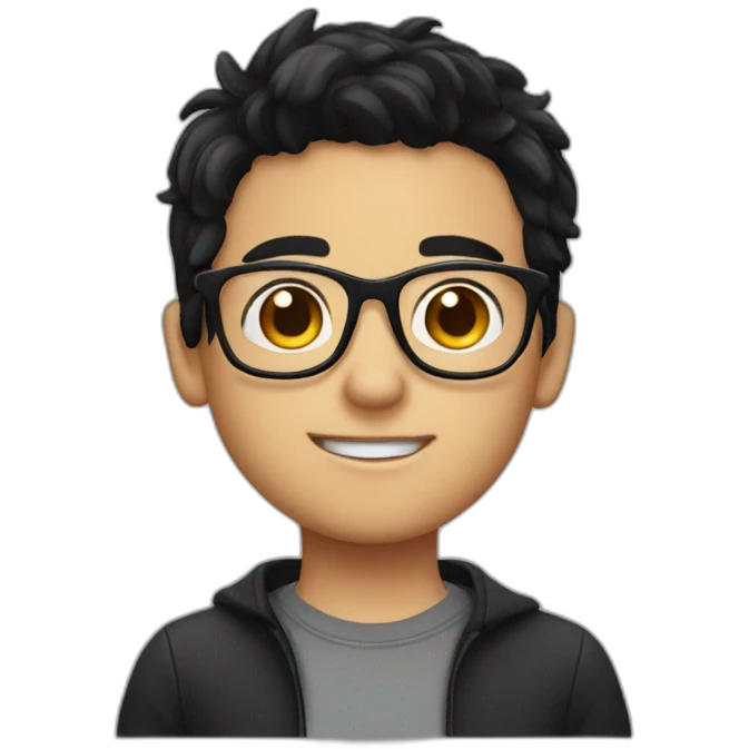 cute boy with black hair and glasses emoji