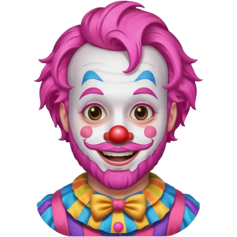 clown with beard, clown outfit, pink hair emoji