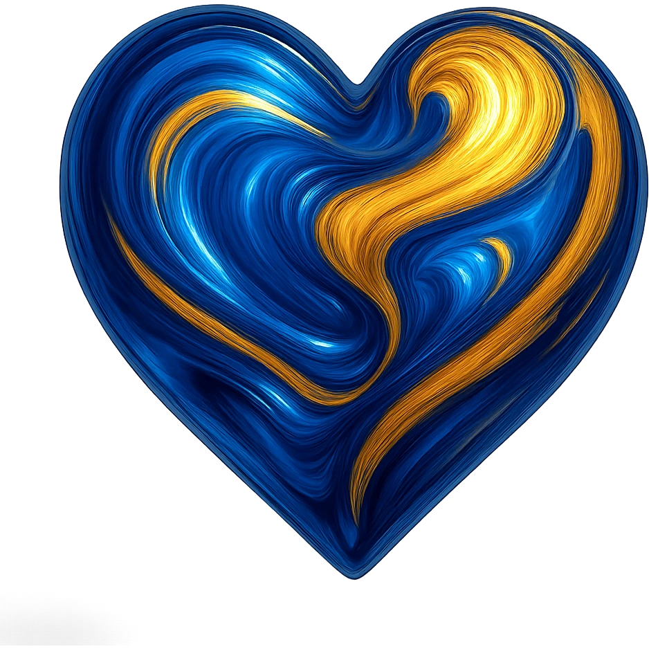 heart with a swirling sapphire blue and gold effect emoji