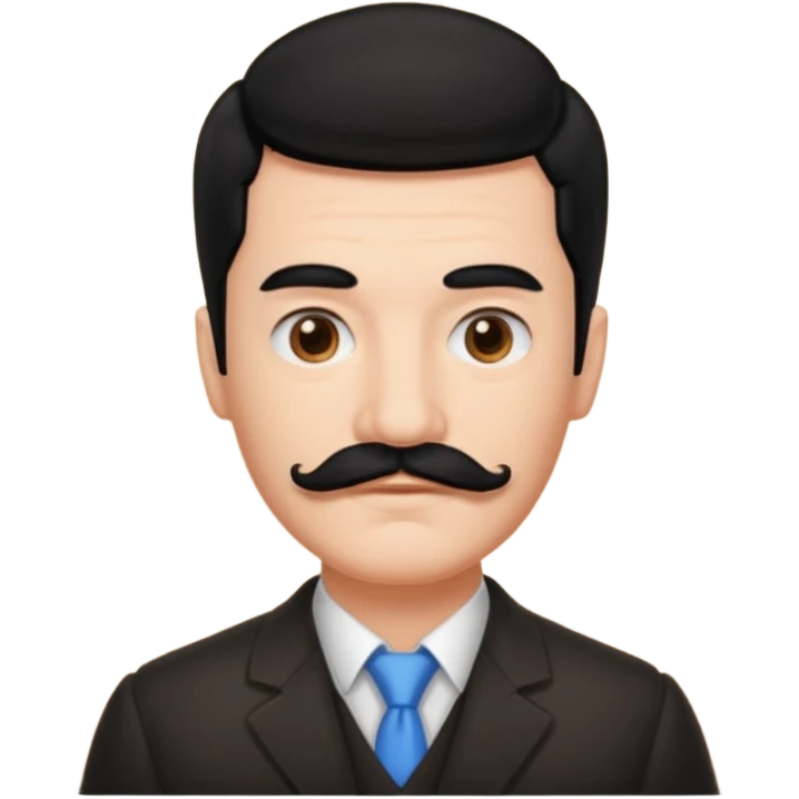 man with black hair on the right side with a rectangular mustache emoji