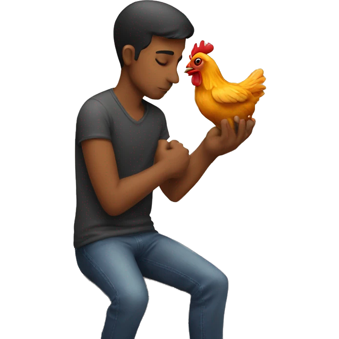 Guy kissing a chicken emoji