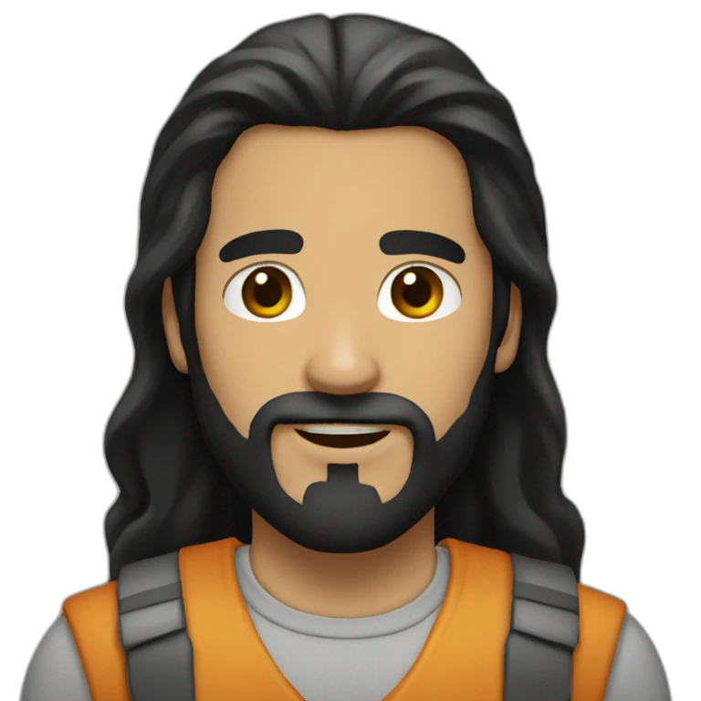 man long black hair and beard  emoji