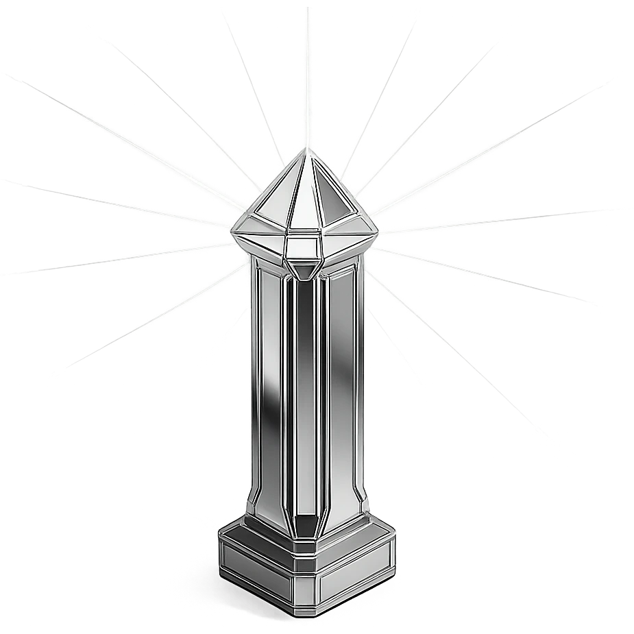 energy pillar radiating beams of light, futuristic and metallic, chrome style emoji