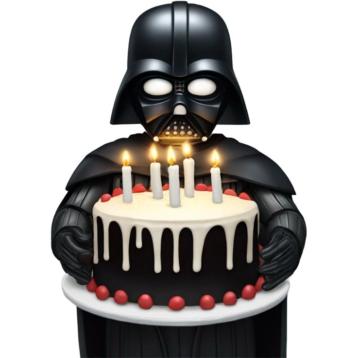 Darth Vader holding birthday cake with candles  emoji