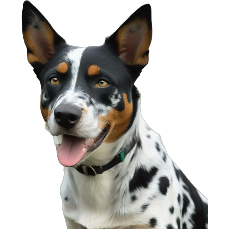 Black and white spotted Australian cattle dog on a farm emoji