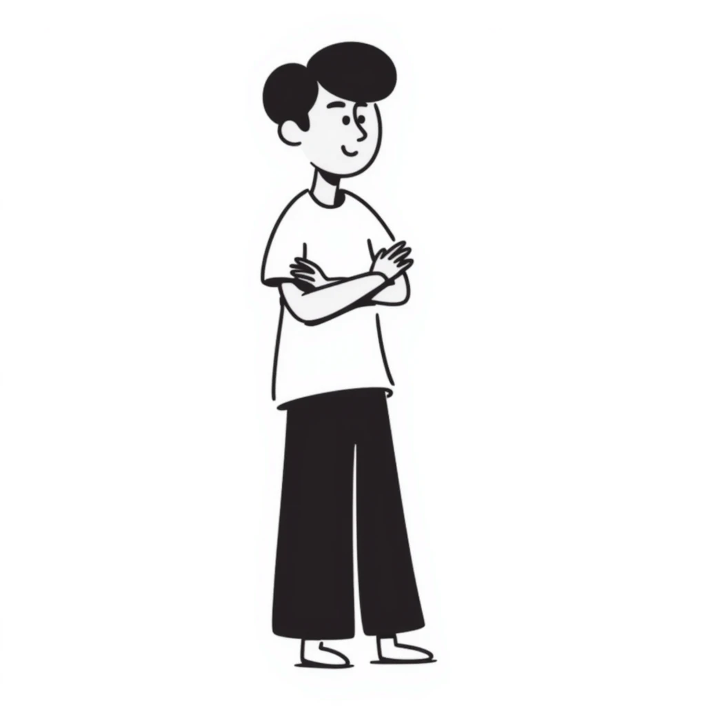 asian guy, arms crossed emoji