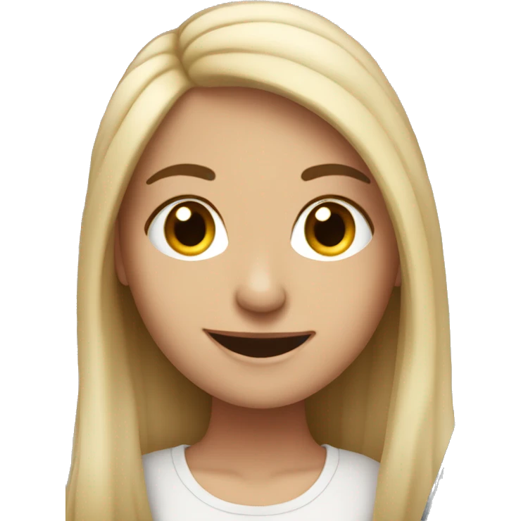 Spanish white girl with no so long hair smiling in front of a laptop emoji