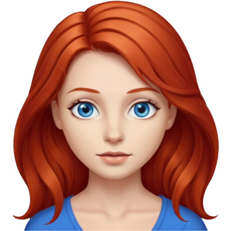 woman with middle to long red hair, blue eyes, fair skin emoji