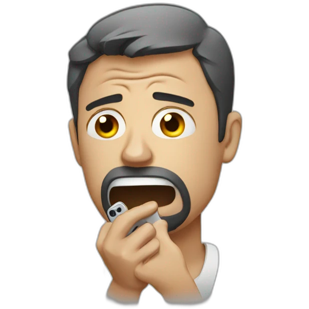 man holding phone and cry emoji
