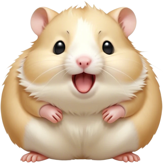 Cinematic Cute Yawning Cream Hamster Portrait Emoji, Head tilted slightly with a dramatic, wide-open yawn, showcasing a soft, pristine cream fur with tiny droopy ears, round dark eyes barely open in drowsy contentment, Simplified yet irresistibly adorable features, highly detailed, glowing with a soft, cozy glow, high shine, relaxed yet expressive, stylized with a touch of whimsy, bright and endearing, soft glowing outline, capturing the essence of a sleepy yet affectionate hamster, so drowsy it feels like it could stretch out of the screen and curl up for a nap! emoji