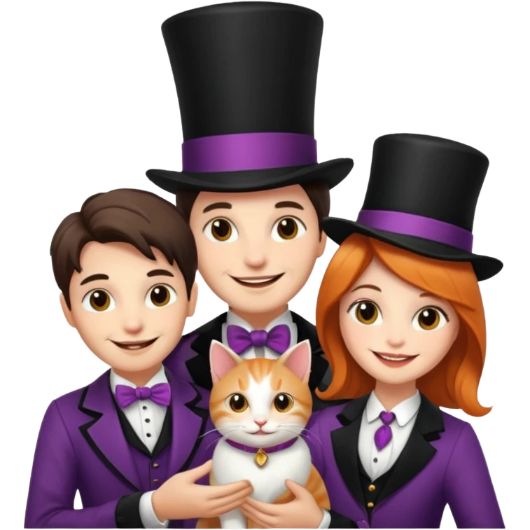 magician couple and their pet cat emoji