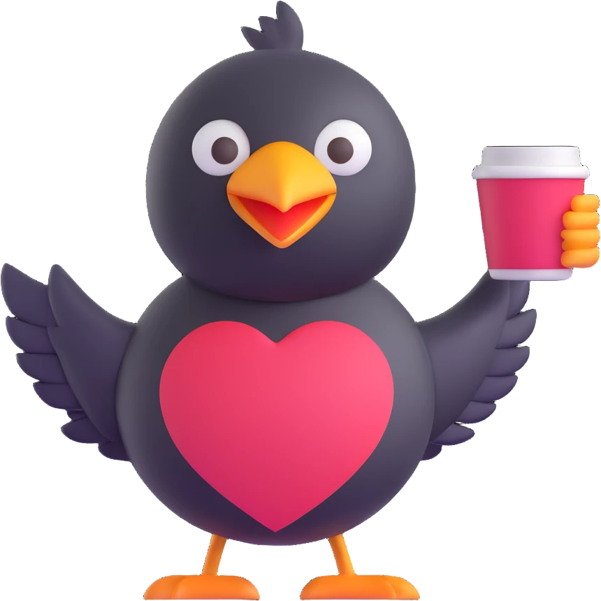early bird with coffee emoji