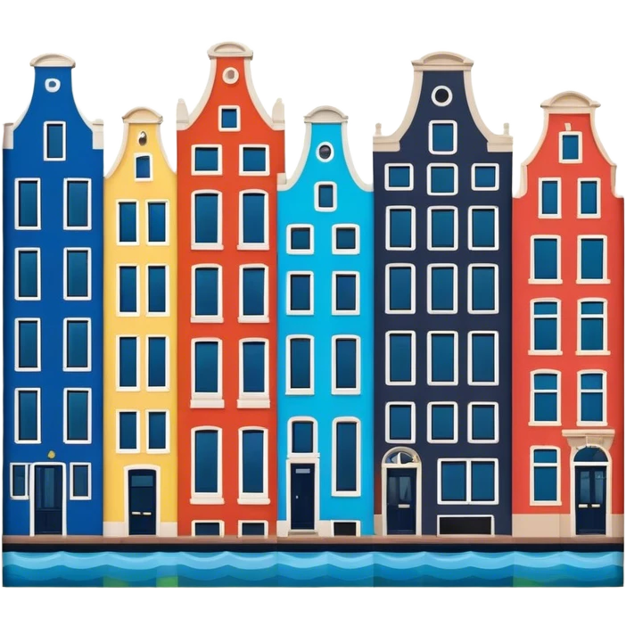Cinematic Realistic Amsterdam Canal Houses Landmark Emoji, featuring narrow, gabled facades in vibrant colors. emoji