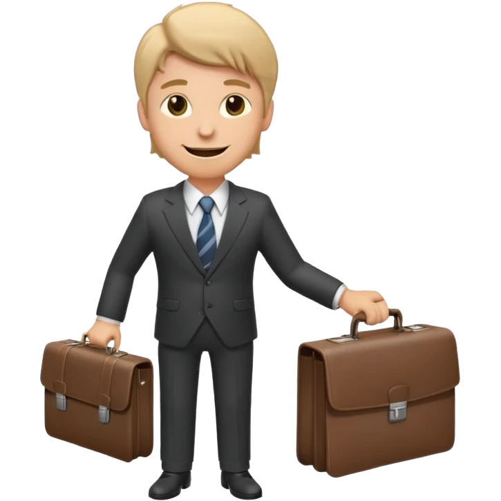 cheerful salesman holding a briefcase wearing a suit and tie smiling emoji