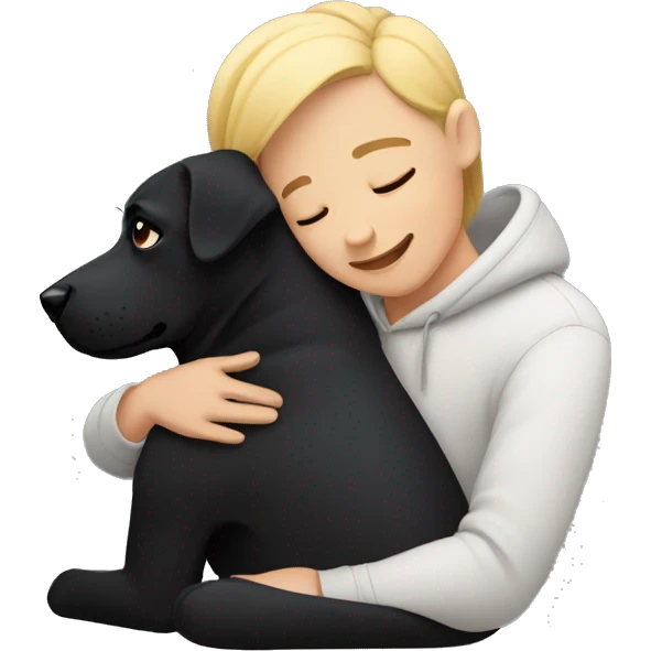 cuddling with Black dog  emoji