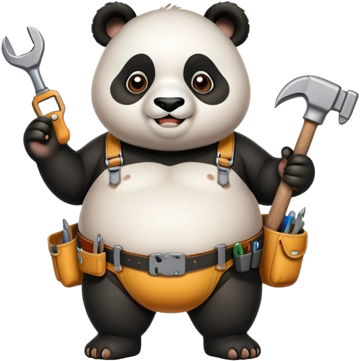 Chubby panda with tool belt emoji