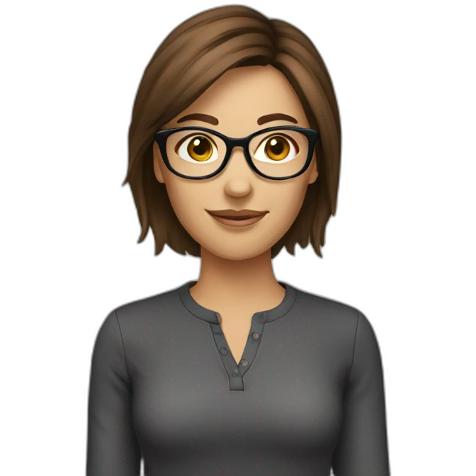 female brown hair glasses emoji