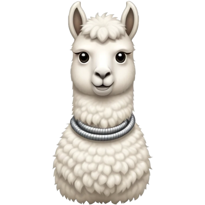 white llama with a steel resilient coil around the neck emoji