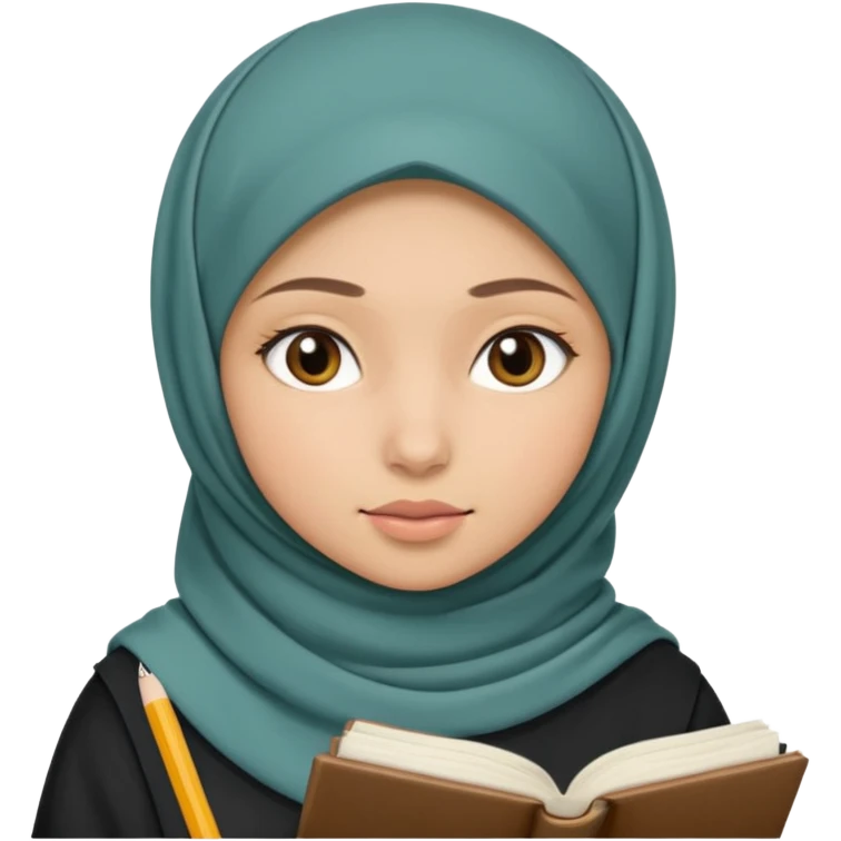 فتاة محجبه تدرس  emoji