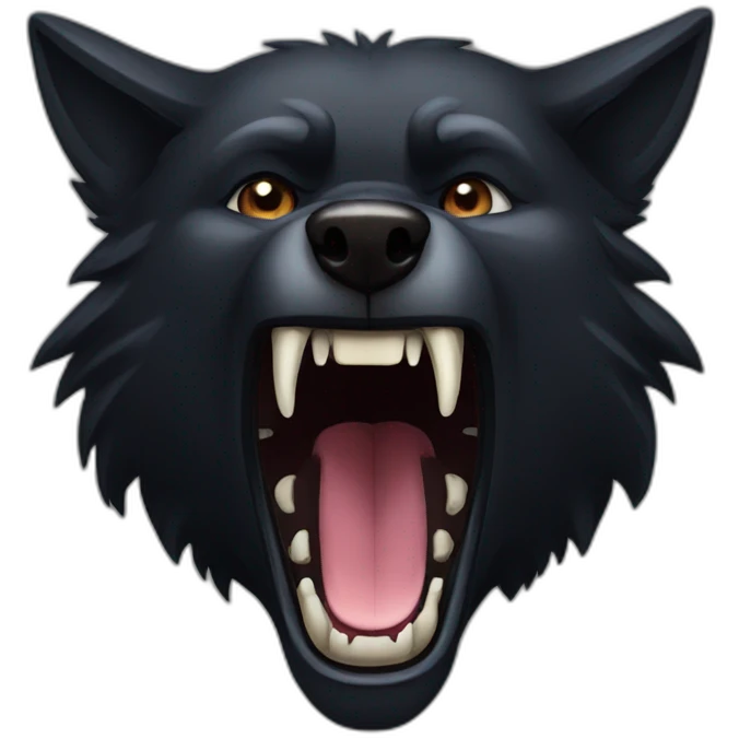 Black wolf growling  emoji