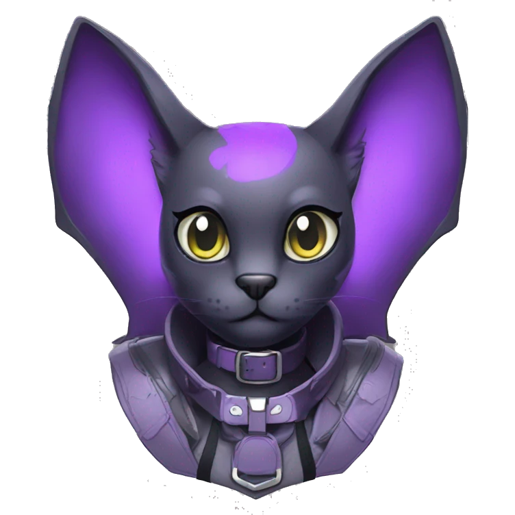 cool cute pretty black techwear grey Purple ethereal fantasy nargacuga-bat-cat-Fakemon collar harness emoji