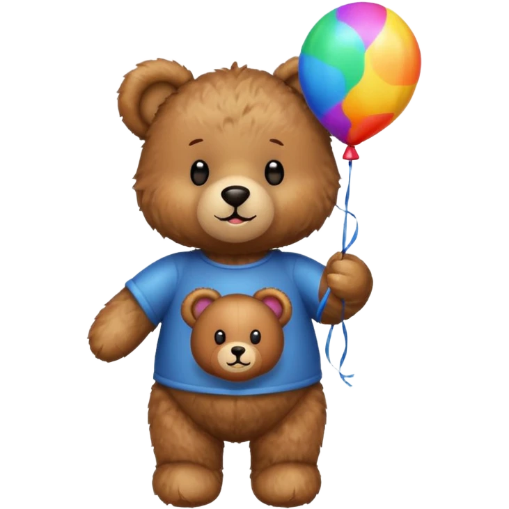 Teddy bear with colourful balloon in hand emoji