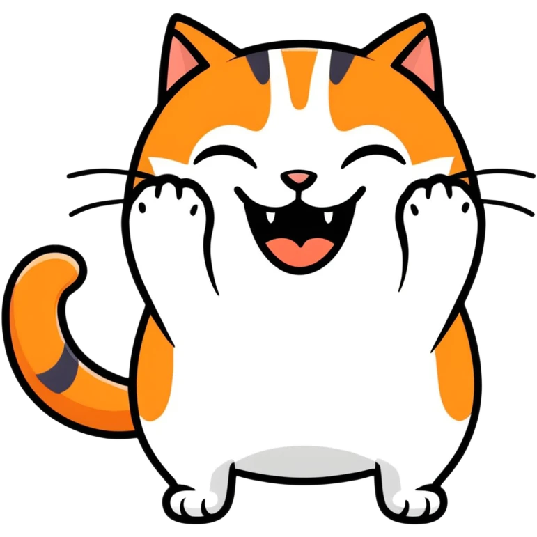 A funny cat that’s orange laughing with his hand on his mouth emoji
