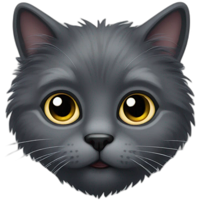 one eyed dark grey fluffy cat emoji