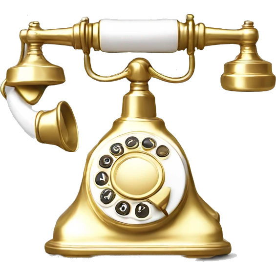Retro telephone in Gold white  emoji