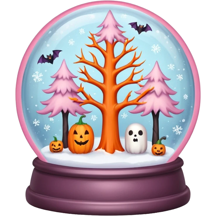 pastel pink orange halloween  tree  globe emoji