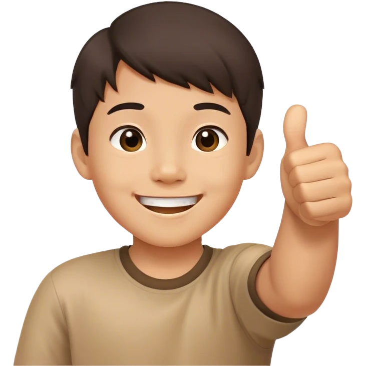 young asian boy smiling with thumbs up emoji