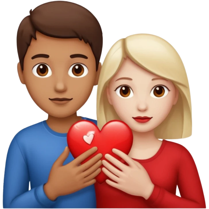 Two people holding half a heart up emoji