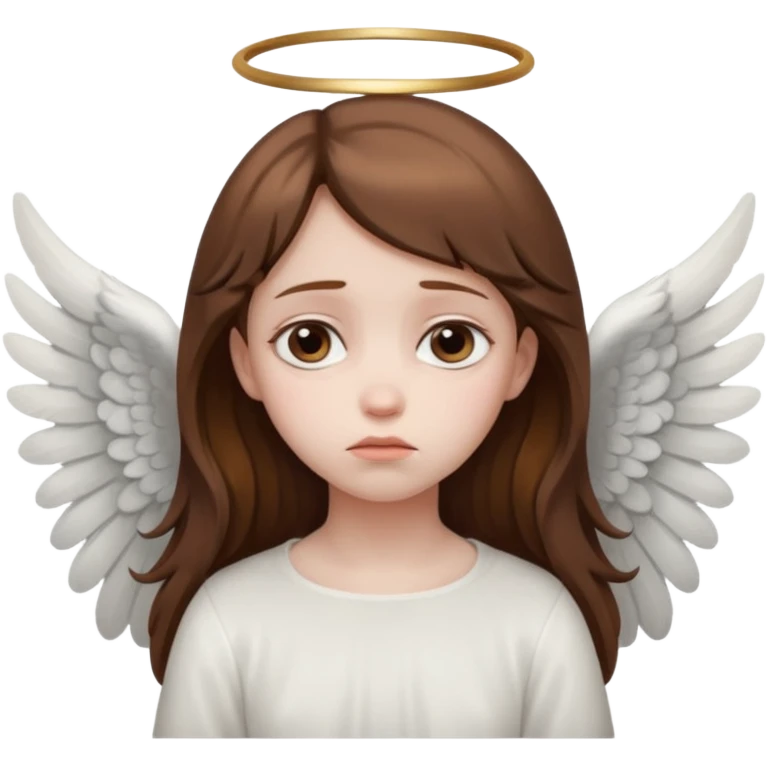 brown hair girl angel, sad emoji