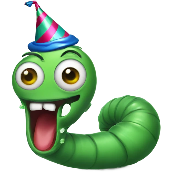 Worm that is uhly with a party hat drinking a sprite emoji