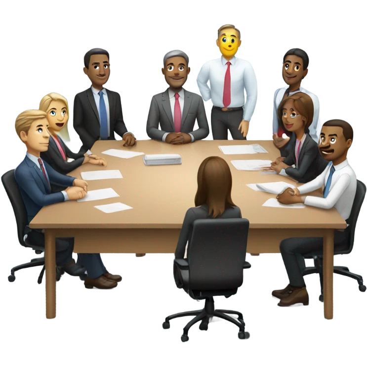men and women work meeting at a table emoji