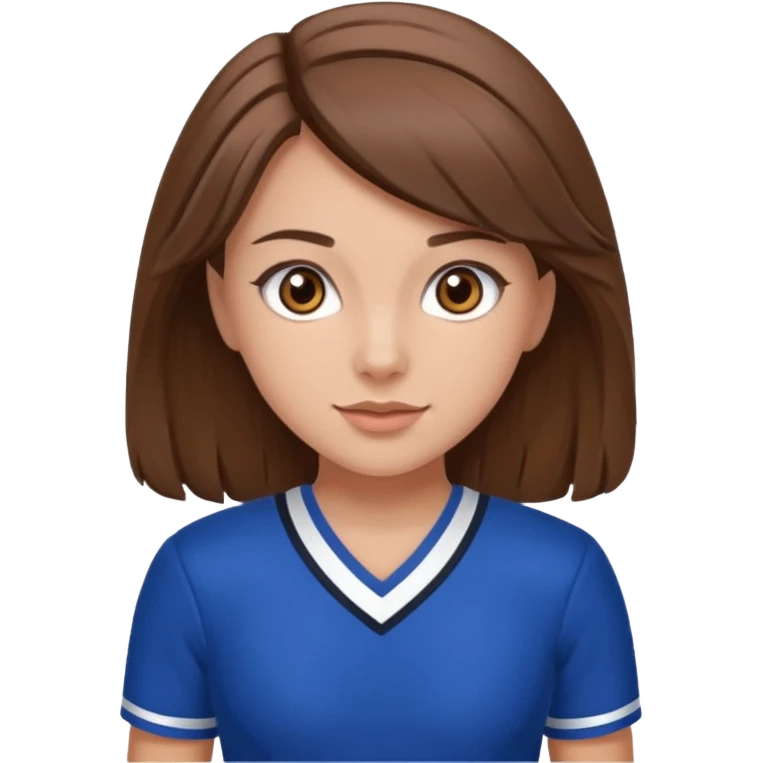 Blue cheerleader brown hair and eyes emoji