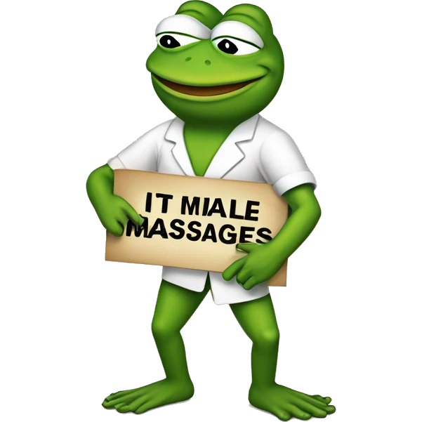 Pepe frog holding sign that says “it’s ok to get male to female massages, but your friends won’t understand” emoji