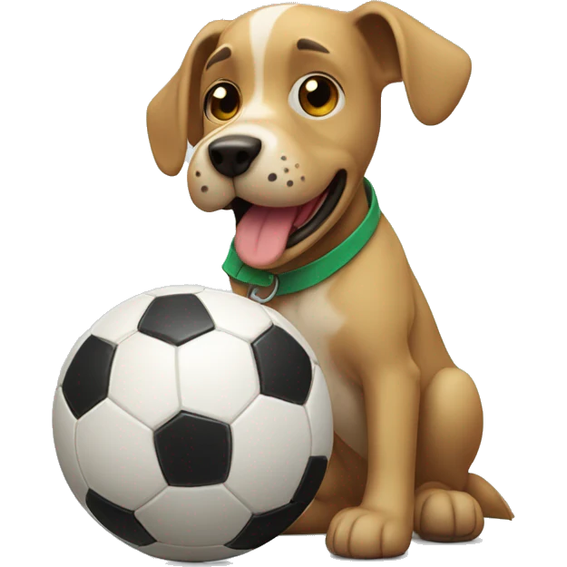 Perro con pelota futbol emoji