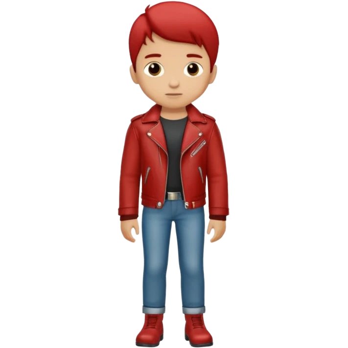 Boy in leather jocket, full body, different color leather jocket, close up emoji