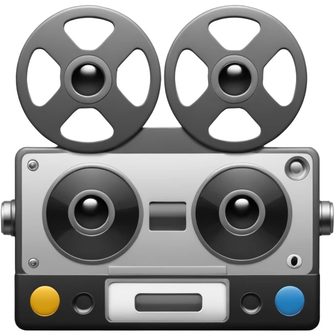 Minimalist emoji-style sticker of a VHS tape where the reels look like eyes, staring out. Black, white, and gray tones only.
 emoji