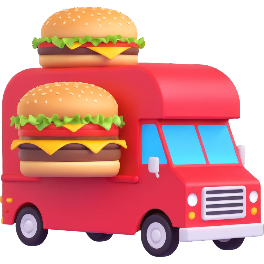 generate me a 3D hamburger food truck emoji