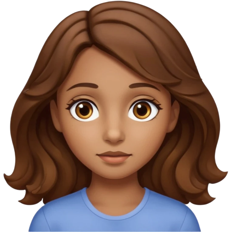 girl with wavy hair, almond shaped eyes, birthmark near her eye, tan emoji