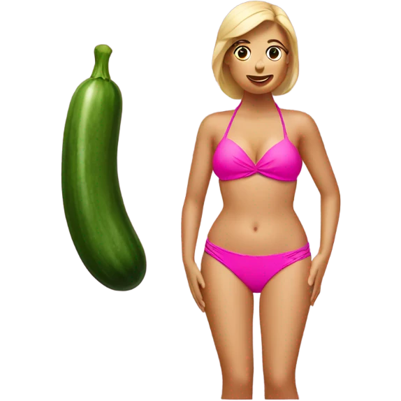 A cucumber wearing a pink bikini emoji