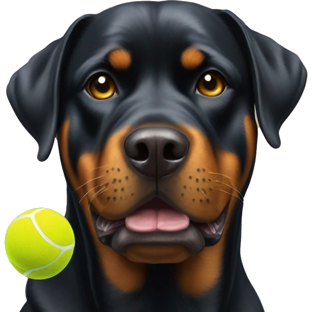 Rottweiler with tennis ball in mouth  emoji