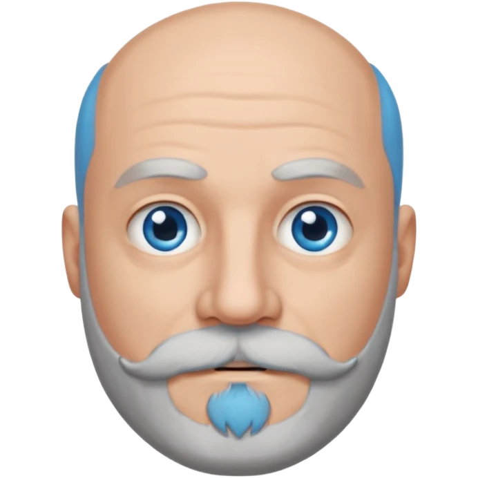 Bald man with blue eyes grey beard and moustache emoji